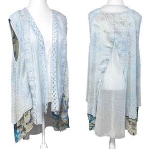Soft Surroundings Chiffon Crochet Duster Tank Cardigan Artsy Boho Patchwork L/XL